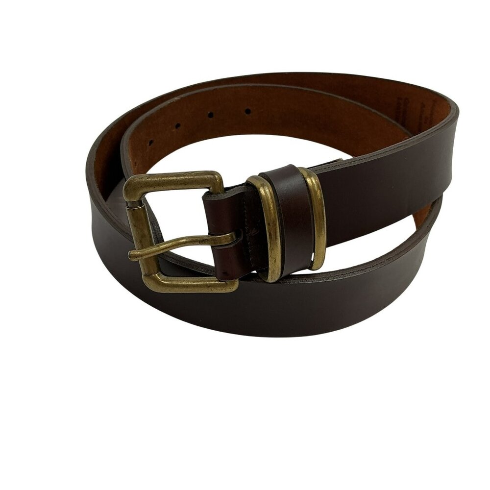 Handcrafted In America Genuine Leather Belt Mens 36 Brass Buckle NWOT